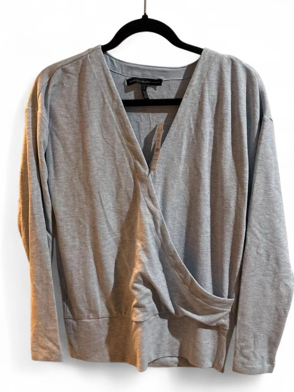 White House Black Market blue/grey Wrap Top, NWT, Size S